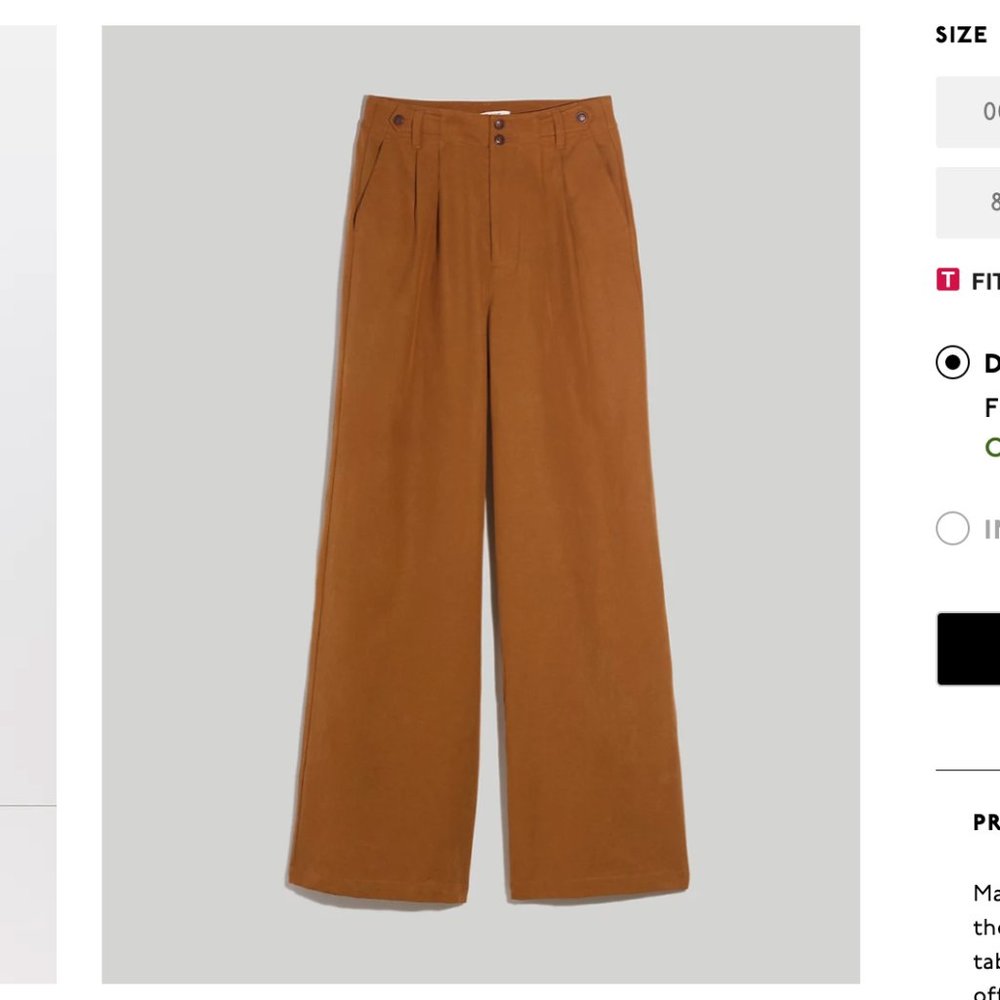 Madewell Petite Harlow Wide-Leg Pants (size 00)